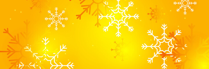 Fototapeta na wymiar Christmas yellow orange background with snow and snowflake. Christmas card with snowflake border vector illustration