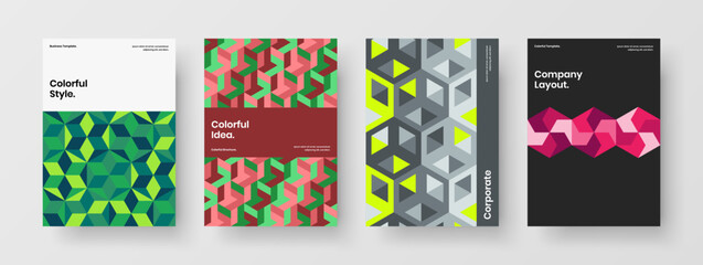 Simple company identity vector design template bundle. Amazing mosaic pattern flyer concept composition.