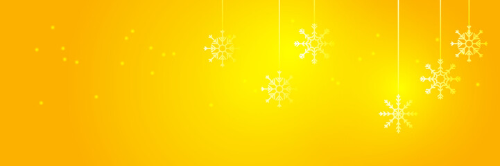 Christmas yellow orange background with snow and snowflake. Christmas card with snowflake border vector illustration