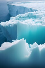 A massive iceberg and ice floes in the North Sea. 