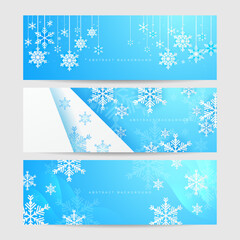 Christmas blue background with snow and snowflake. Christmas card with snowflake border vector illustration