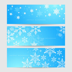 Christmas blue background with snow and snowflake. Christmas card with snowflake border vector illustration