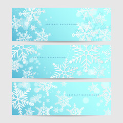 Christmas blue background with snow and snowflake. Christmas card with snowflake border vector illustration
