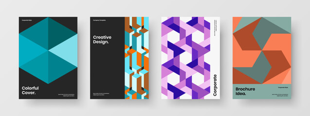 Abstract company brochure A4 design vector layout composition. Minimalistic mosaic hexagons book cover concept collection.