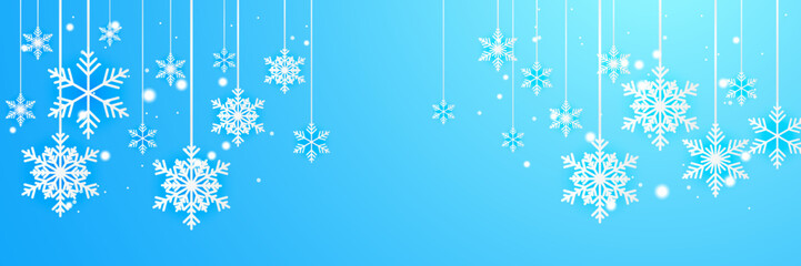 Fototapeta na wymiar Christmas blue background with snow and snowflake. Christmas card with snowflake border vector illustration