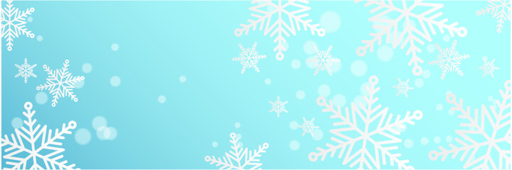 Christmas blue background with snow and snowflake. Christmas card with snowflake border vector illustration