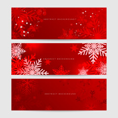 Red and white christmas snowflake banner background with text space