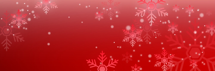 Fototapeta na wymiar Red and white christmas snowflake banner background with text space