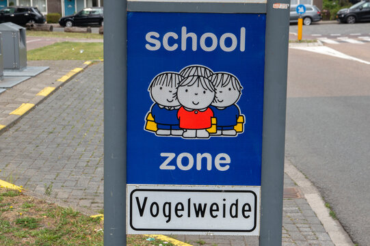 Dick Bruna Sign Be Aware Of School Zone At Diemen The Netherlands 2019
