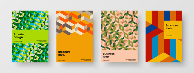 Fototapeta na wymiar Multicolored company identity vector design template bundle. Original geometric shapes placard concept collection.
