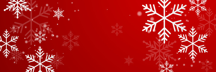 Naklejka na ściany i meble Red and white christmas snowflake banner background with text space