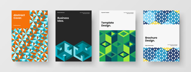 Original mosaic tiles booklet concept composition. Amazing corporate identity vector design layout bundle.