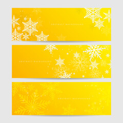 Orange and white christmas snowflake banner background with text space
