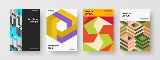 Simple poster design vector illustration composition. Modern mosaic tiles corporate brochure layout set.