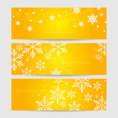 Orange and white christmas snowflake banner background with text space