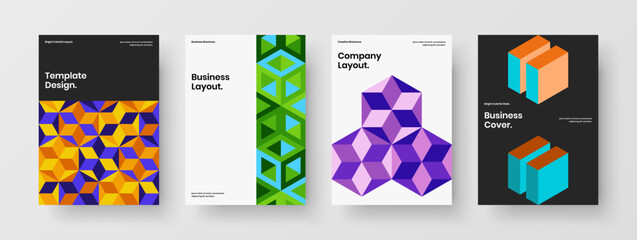 Fototapeta premium Multicolored geometric shapes corporate identity concept set. Modern book cover design vector illustration composition.