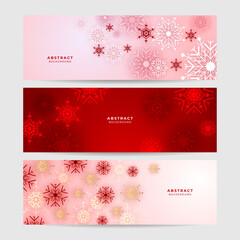 Christmas red background with snow and snowflake