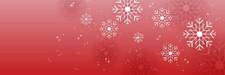 Naklejka na ściany i meble Christmas red background with snow and snowflake