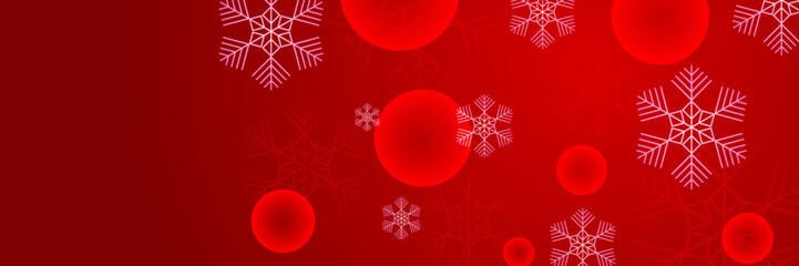 Christmas red background with snow and snowflake