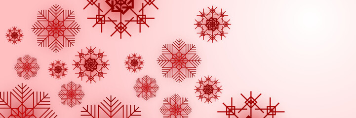 Christmas red background with snow and snowflake