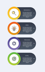 Vertical infographic design with icons and 4 options or steps. Thin line. Infographics business concept. Can be used for info graphics, flow charts, presentations, mobile web sites, printed materials.