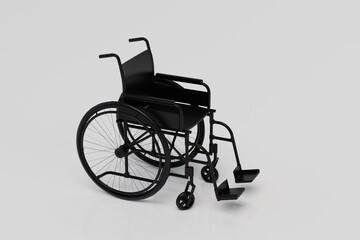Fototapeta na wymiar means of transportation for the disabled. the wheelchair is black on a white background. 3D render