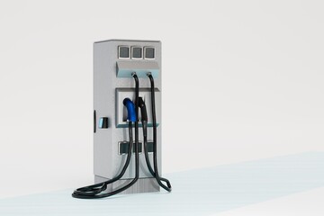 Electric vehicle charging concept. guns for charging the car on a white background. copy paste, copy space. 3D render