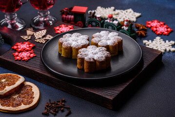 Hot mulled wine with a slice of orange, with cinnamon, cloves and other spices