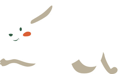 White rabbit bunny. Christmas cute hare.