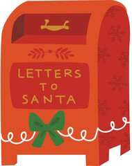 Christmas letter post red box mailbox illustration.  - 538198583