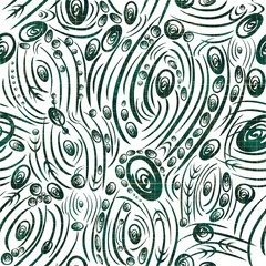 Abstract seamless pattern on transparent background. Paper texture, green watercolor stains and threads of golden glitter on pattern. (pattern: sp01a)