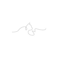 Continuous one line drawing of Cat