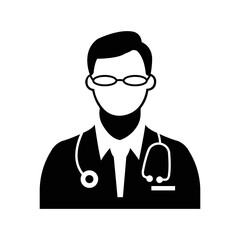 Medical hospital male doctor icon | Black Vector illustration |