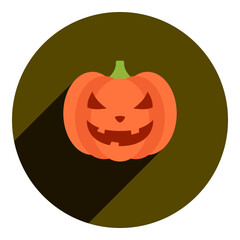 halloween pumpkin. halloween pumpkin icon in flat style. flat brown with long shadow logo. halloween icon. web browser icon.