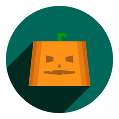 trapezoidal pumpkin. trapezoid, halloween pumpkin icon in flat style. flat blue, mint with long shadow logo. halloween icon. web browser icon.