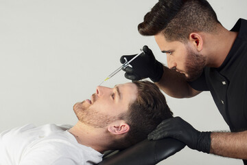 rinomodelación naris rinoplastia Medicina estética médico belleza masculina salud y medicina tratamientos  - obrazy, fototapety, plakaty