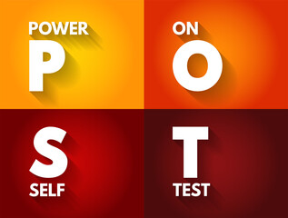 POST - Power On Self Test acronym, technology concept background