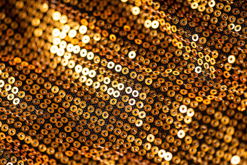 Naklejka premium Abstract blur sequin dress colorful bokeh goldren light.