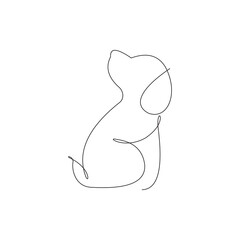 Dog drawing vector using continuous single one line art style isolated on white background.
