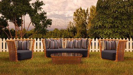 Illustration 3D rendering large luxury modern bright interiors Living room mockup computer digitally generated image