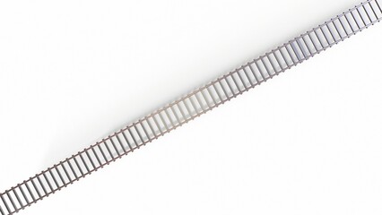 Single curved railroad track isolated on white background 3d-rendering