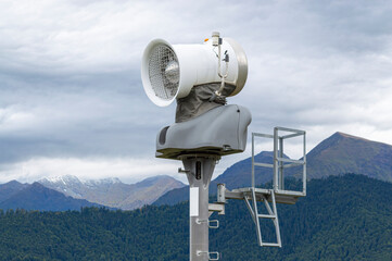 snow cannon on the background of mountains