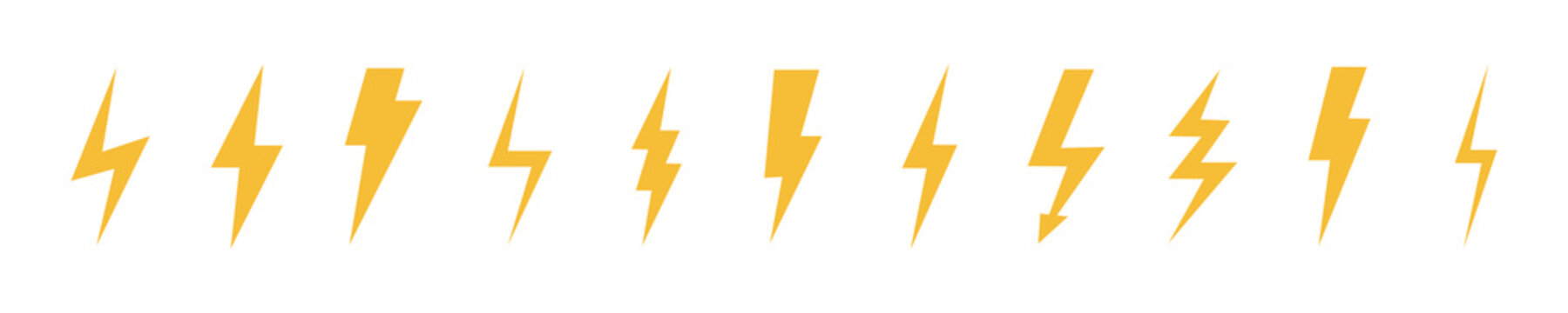 Lightning bolt icons set. Flash icon. Vector illustration.