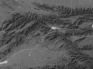 Jalal-Abad, Kyrgyzstan. Grayscale. No legend