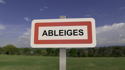 Panneau de la ville de Ableiges. Entr&eacute;e dans la municipalit&eacute;.