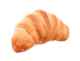 Single french croissant isolated on white background