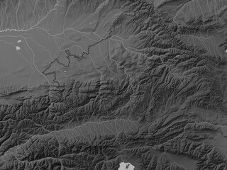 Osh, Kyrgyzstan. Grayscale. No legend