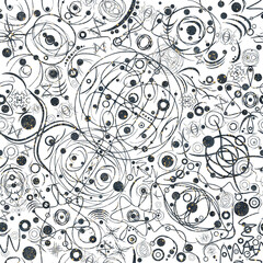 Abstract seamless pattern on transparent background. Paper texture, blue watercolor stains and splashes of golden glitter on pattern. (pattern: sp06a)