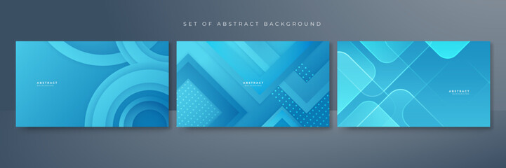 Set of modern blue abstract background with corporate concept and modern trendy fresh color for presentation design, flyer, social media cover, web banner, tech banner, business, and webinar