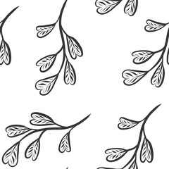 Leaves vector pattern. Black and white drawing. Wallpaper